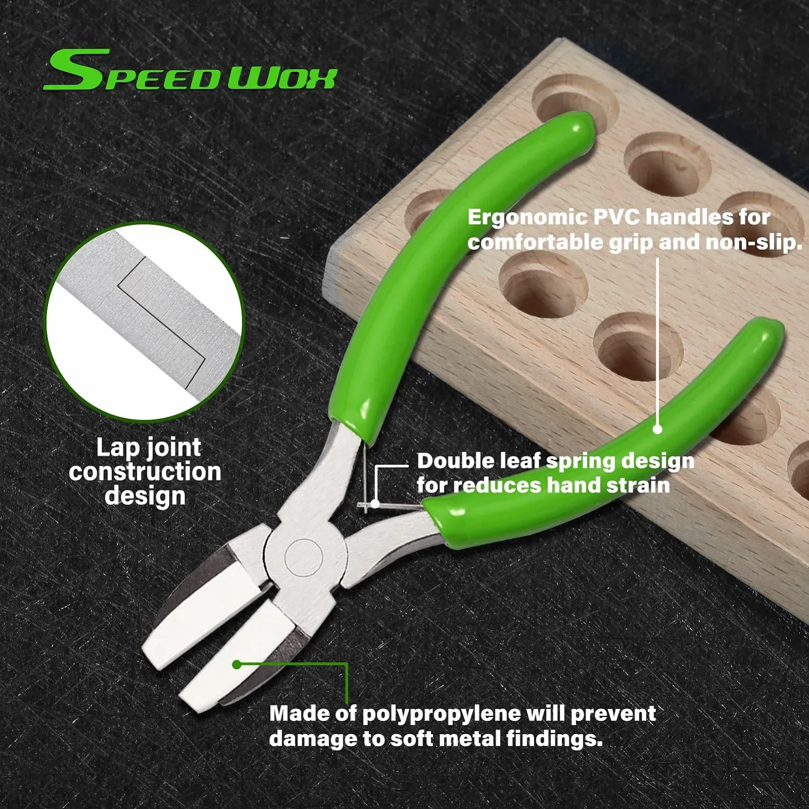 Плоскогубцы с нейлоновыми губками SPEEDWOX 5 дюймов с дополнительными нейлоновыми губками Инструмент для выпрямления проволоки с двойной листовой пружиной для изготовления ювелирных изделий для бисероплетения, скручивания, придания формы проволоке, фото №2