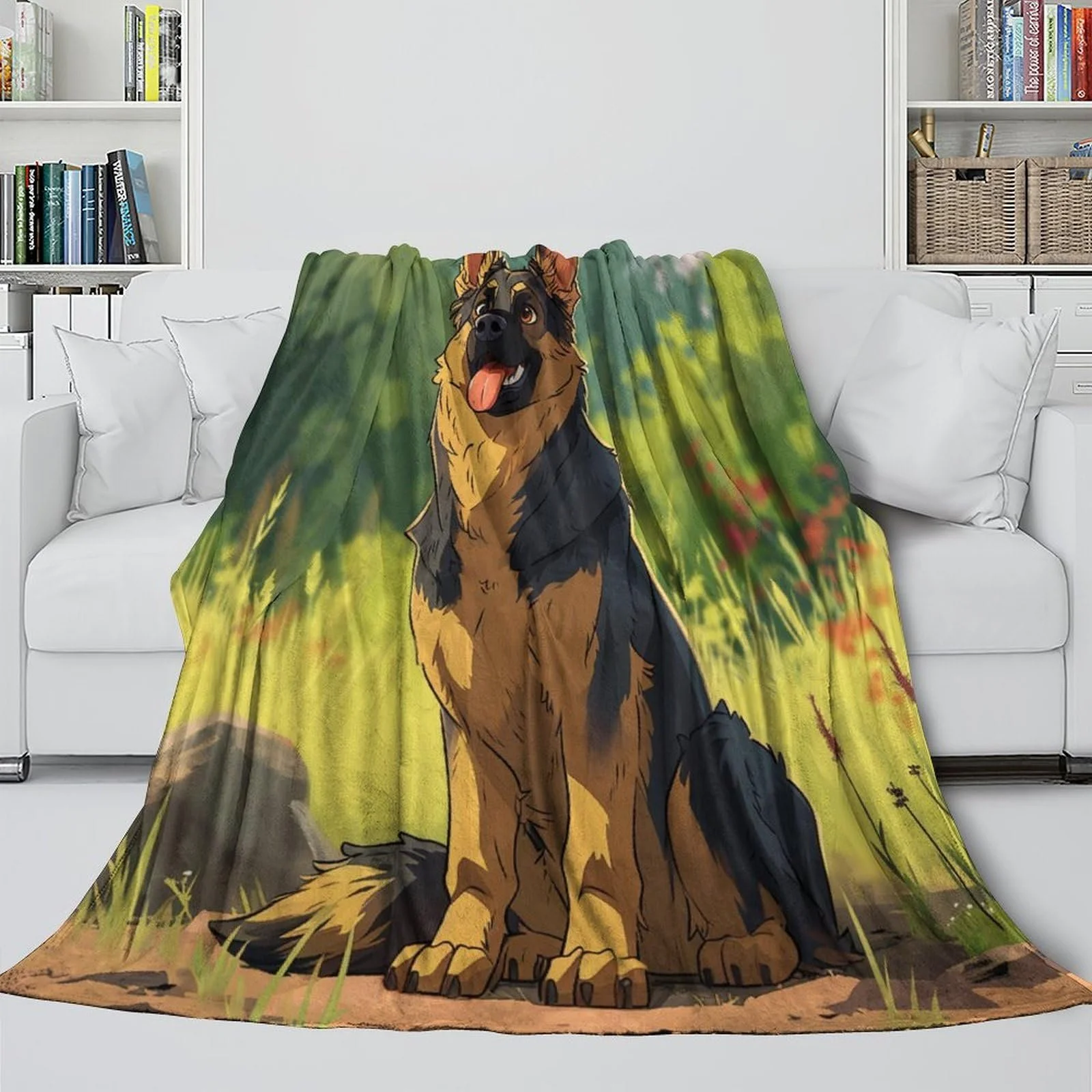 Фланелева Покривало VFKLZCNYR з 3D друком німецької вівчарки для диванів, ліжка, крісел, фото №4