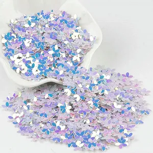 Блестки матовые белые 10 мм Цветок пятипалый Блестки для шитья и рукоделия 10 г/лот Белое золото AB 10 г - Фото 1