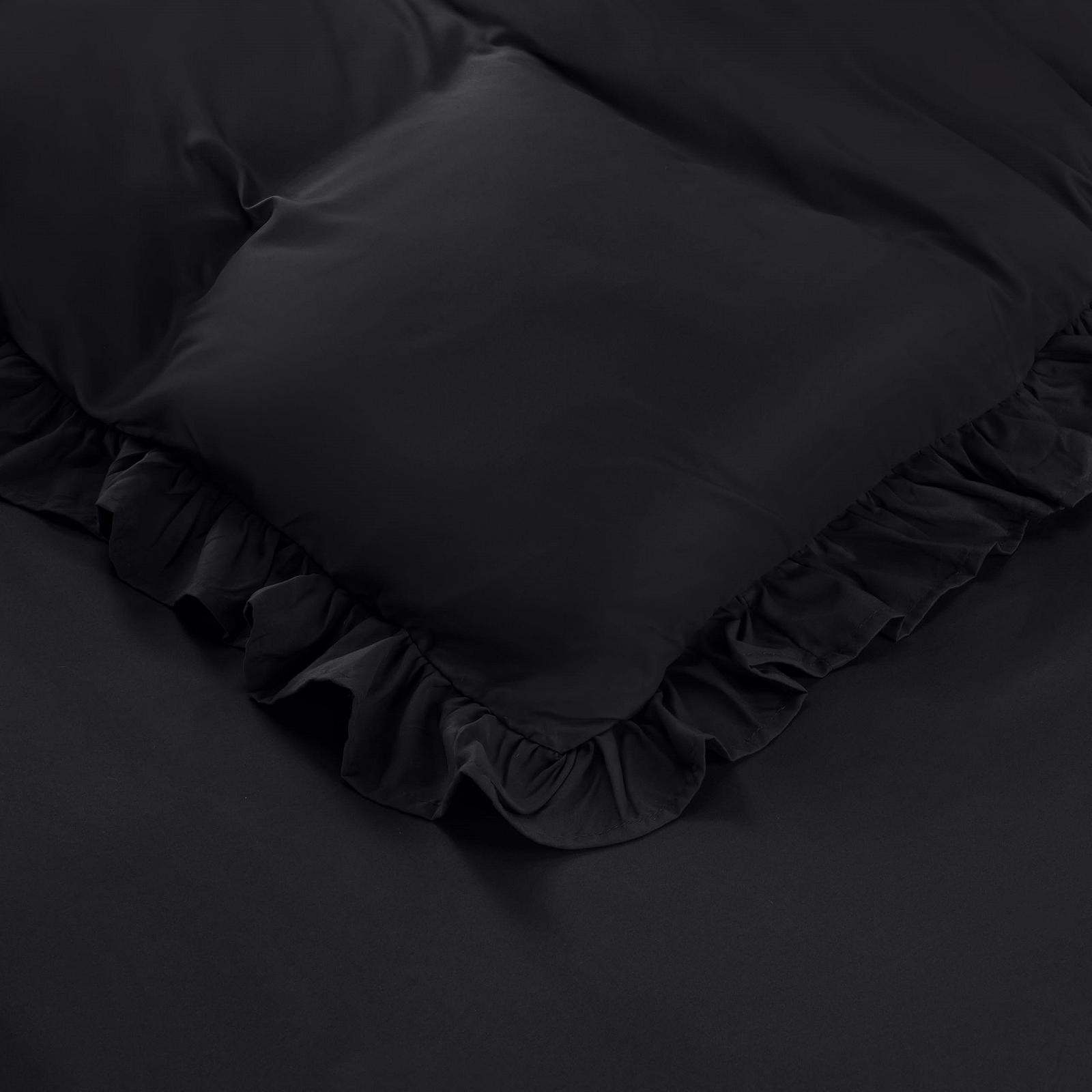 Комплект постільної білизни з оборками Utopia Bedding 135 x 200 см - Підковдра з мікрофібри 135 x 200 см + 1 Наволочка 80 x 80 см - Чорний, фото №6