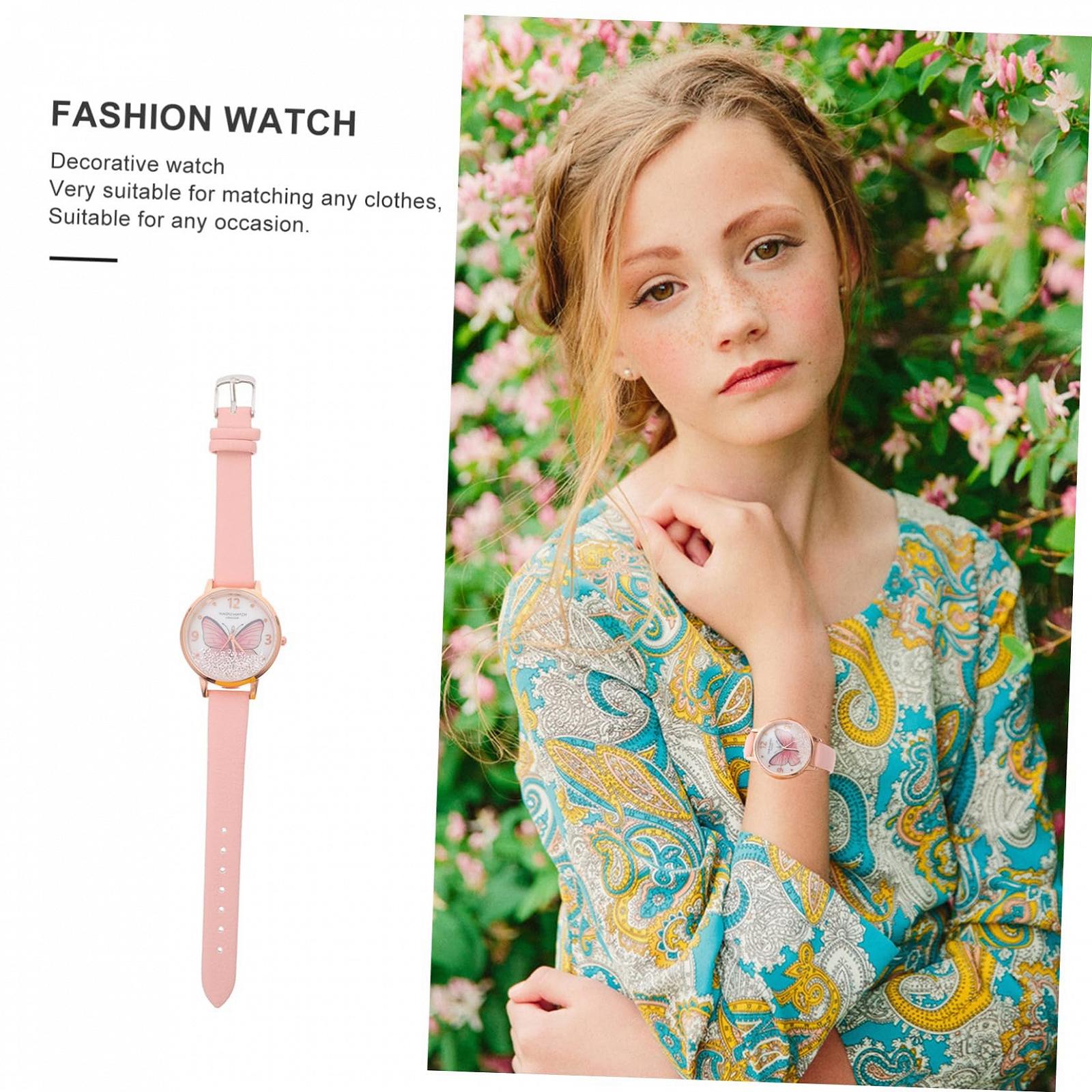 Часы LIFKOME Кварцевые С Кожаным Ремешком С Дизайном Бабочки Большие Цифры Устойчивые К Царапинам Удобные в Носке, фото №4