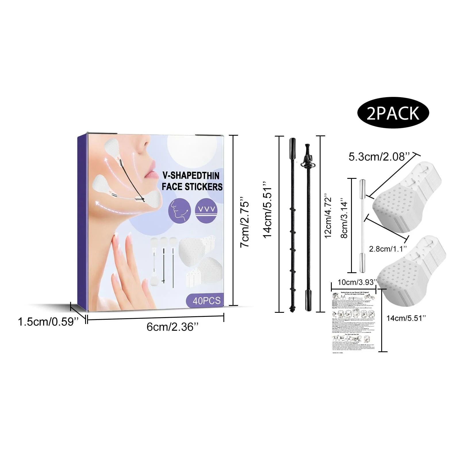 Пластирі для підтяжки обличчя 80 шт V-подібна форма, фото №7