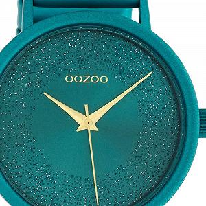 Женские часы Oozoo с глиттерным эффектом и кожаным ремешком 42 мм Viridian Green C10581, бирюзовый/бирюзовый, ремешок. synthetic.ua - Фото 1