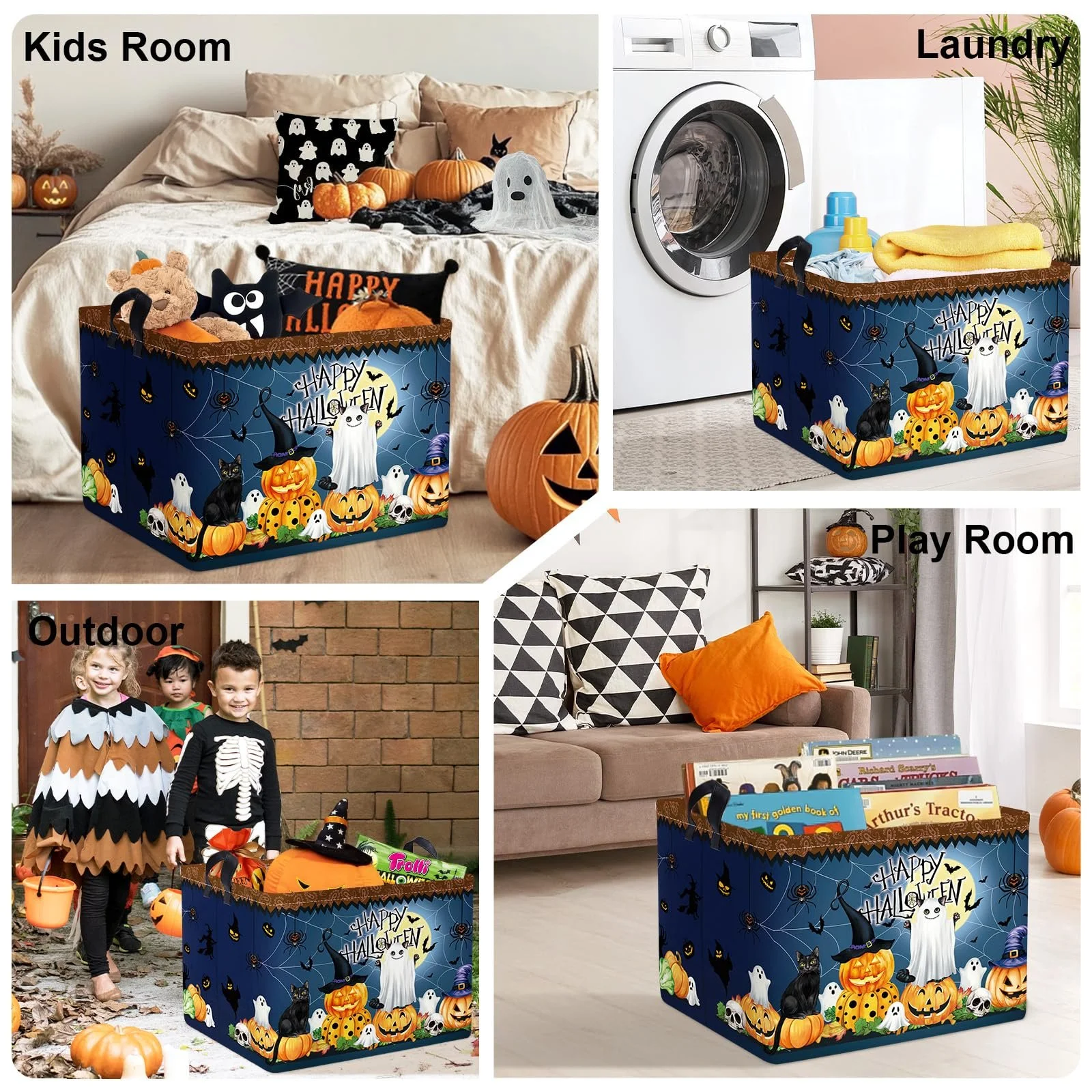 Корзина HUUMONSS для хранения вещей на Хэллоуин Привидение Летучая мышь Тыква Складная, фото №7 Корзина HUUMONSS для хранения вещей на Хэллоуин Привидение Летучая мышь Тыква Складная, фото №7