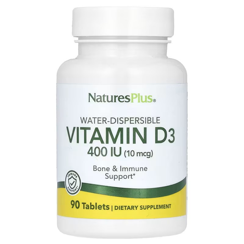Витамин D3 Nature's Plus Vitamin 400 IU Water-Dispersible 90 Tablets, фото №1