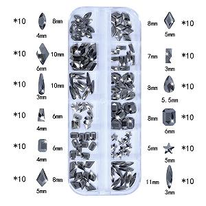 Набор страз 2920 шт Круглые стразы с плоской задней частью Самоцветы Разной формы Кристаллы для ногтей Минеральный серый synthetic.ua - Фото 1