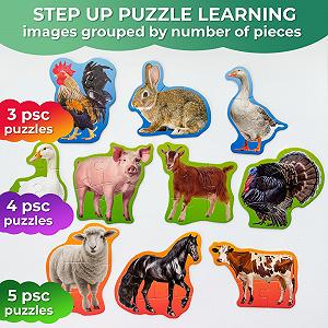 Пазл QUOKKA Farm Games от 2-3 лет 40 крупных деталей 8 реалистичных фигур животных - Фото 1