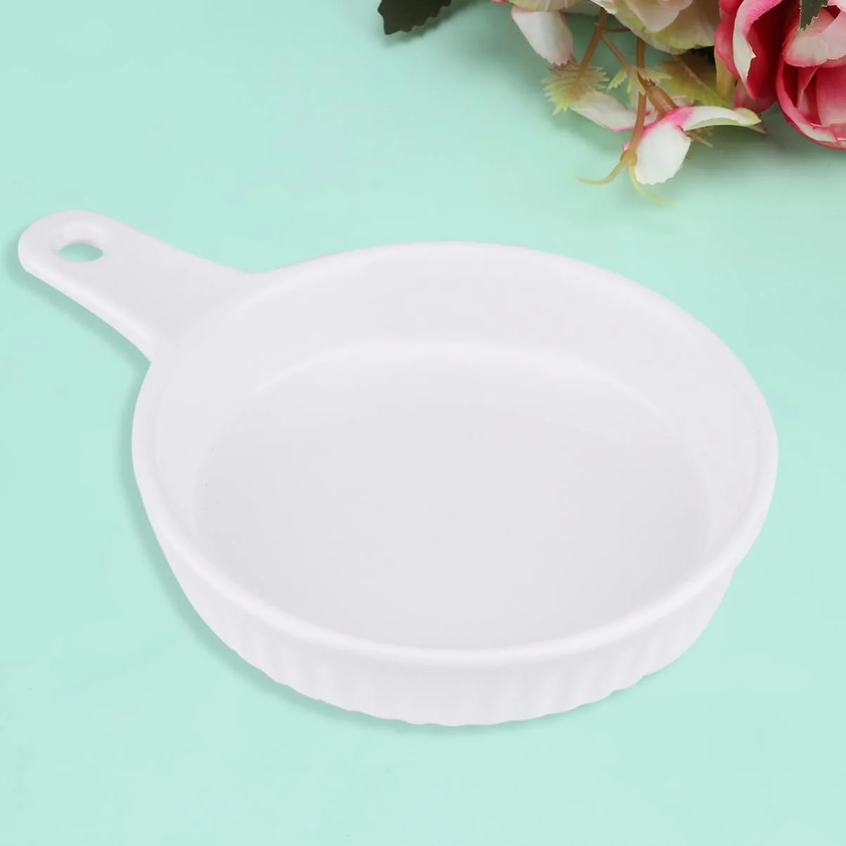 Форма для запекания Круглая с одной ручкой Белая Керамика, фото №2