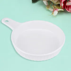 Форма для запекания Круглая с одной ручкой Белая Керамика synthetic.ua - Фото 1