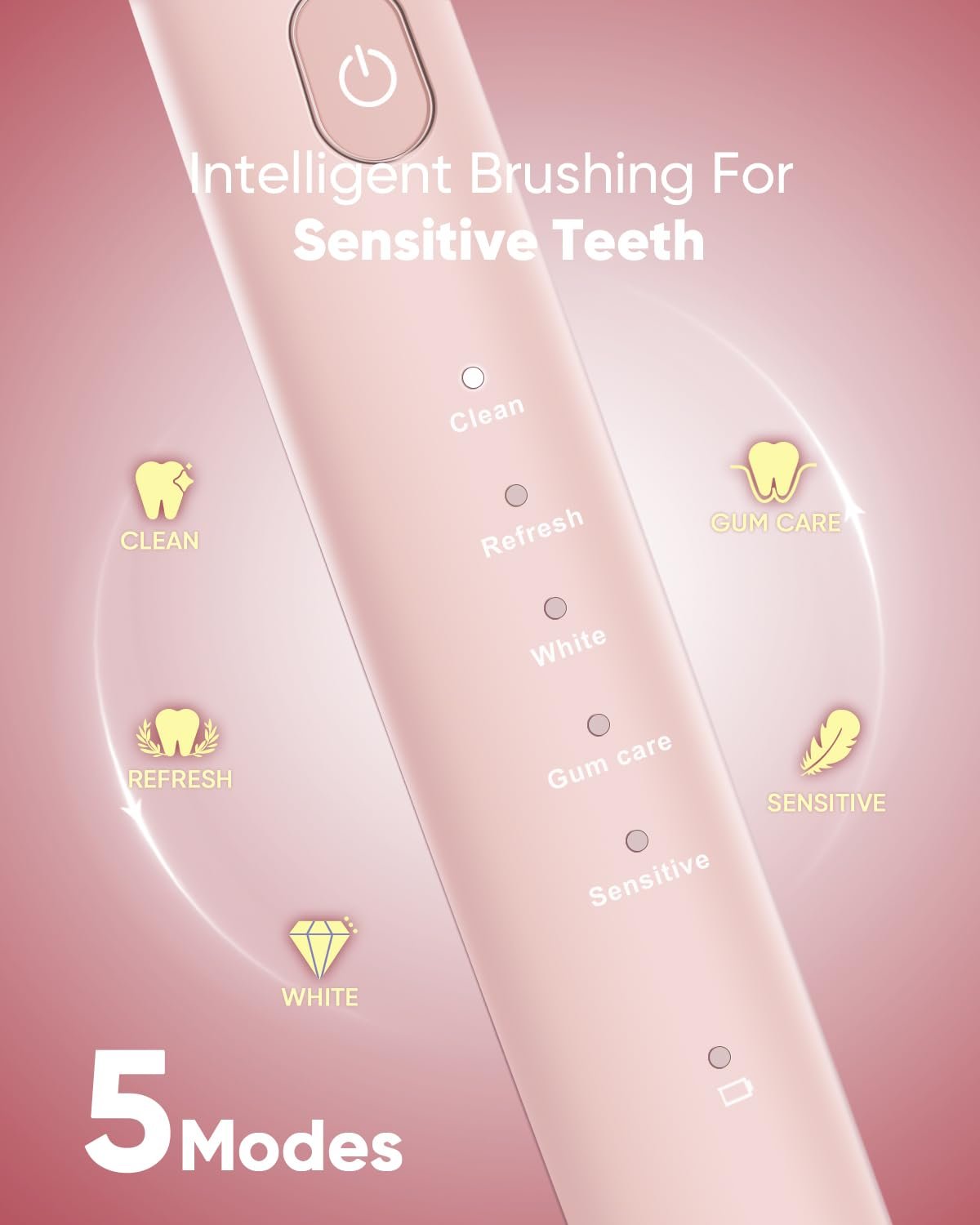 Зубная щетка электрическая MySmile DY156 звуковая, 45000VPM, розовая, фото №3
