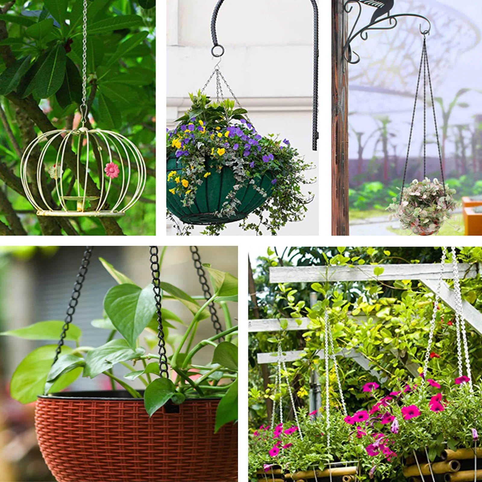 Цепочки для подвесных корзин Набор 9 шт. 40 см металлические Черный, фото №6 Цепочки для подвесных корзин Набор 9 шт. 40 см металлические Черный, фото №6