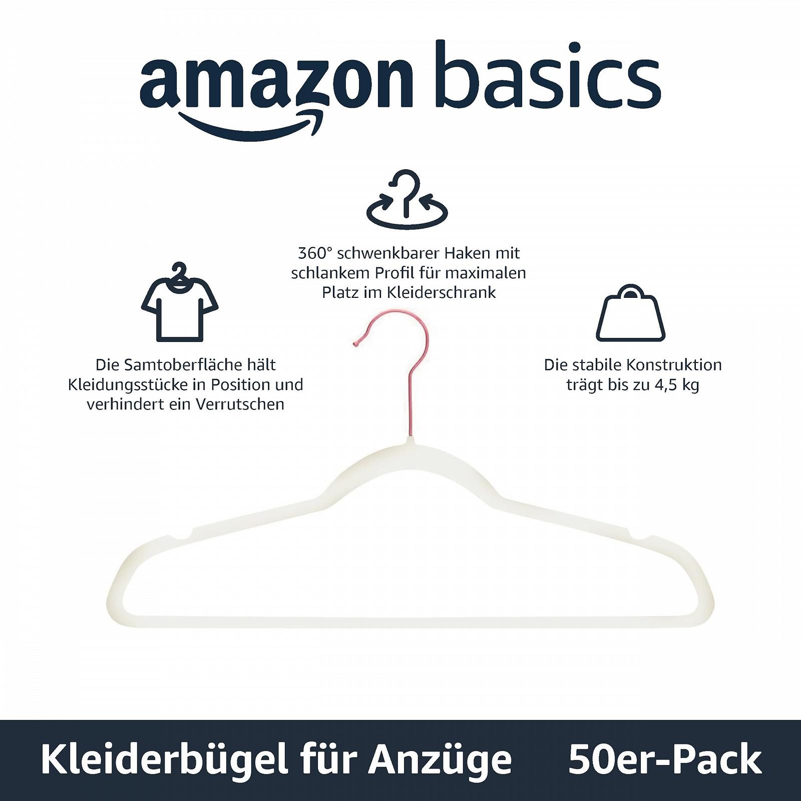 Вішалки для костюмів/одягу Amazon Basics, 50 шт, слонова кістка/золото, фото №2
