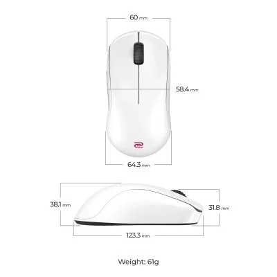 Мышка Zowie U2DW Wireless White (9H.N4PBE.A3E), фото №7 Мышка Zowie U2DW Wireless White (9H.N4PBE.A3E), фото №7