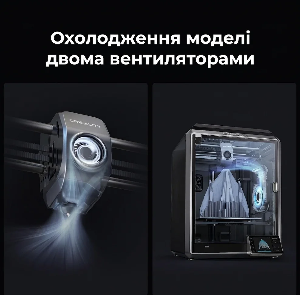 3D-принтер Creality K1 / 600 мм/с / CoreXY / Область друку 220x220x250 мм / Direct Drive / Автокалібрування / Камера / Чорний, фото №4