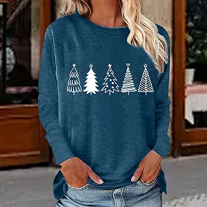 Толстовка LIANGTUOHAI Женская новогодняя с длинными рукавами, рождественская футболка, с круглым вырезом, зеленая, Рождество, Merry Christmas, трендовая, лучшая synthetic.ua - Фото 1