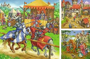 Детский пазл Ravensburger 05150 Рыцарский турнир в Средневековье 3 x 49 элементов от 5 лет synthetic.ua - Фото 1