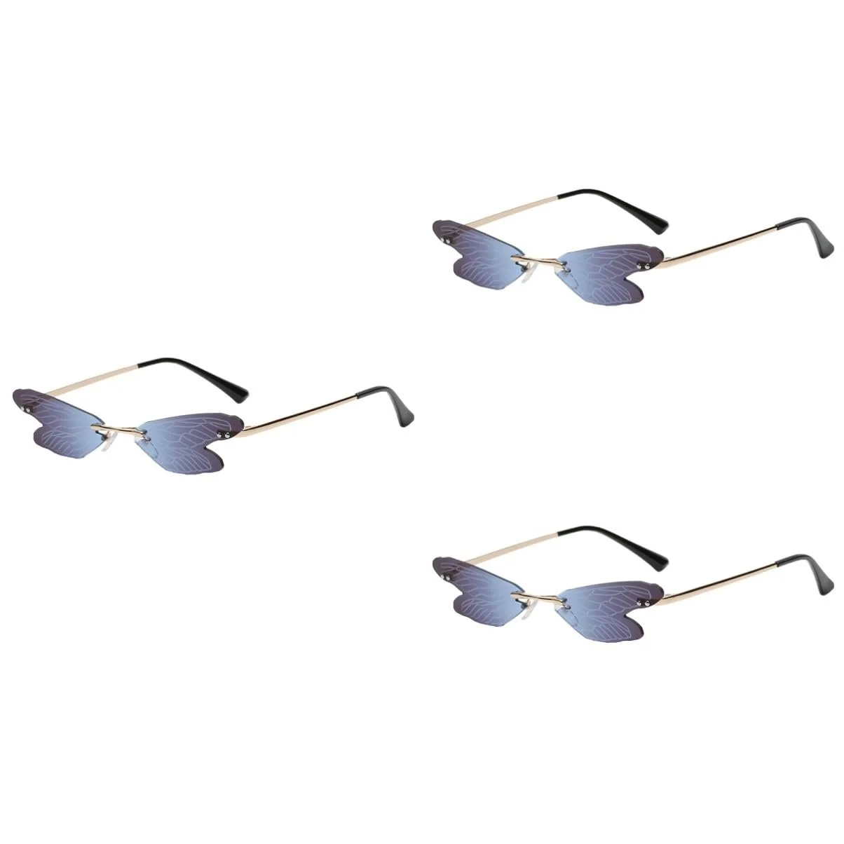 Сонцезахисні окуляри PACKOVE 3 шт. Dragonfly Жіночі окуляри без оправи Метал, фото №1