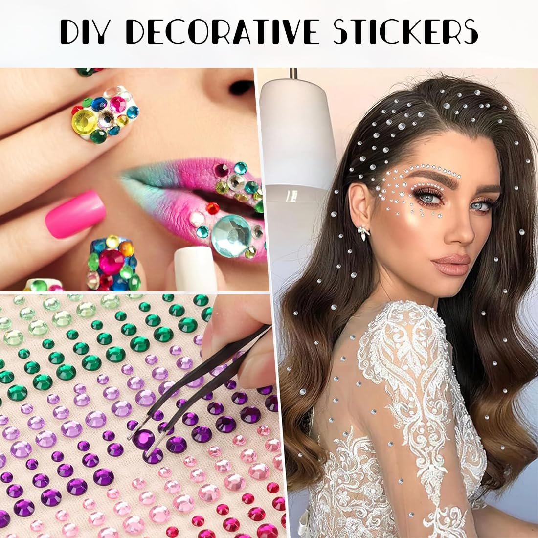 Набір Самоклеючих Блискучих Камінців для нігтів 3 мм 4 мм 5 мм, фото №3