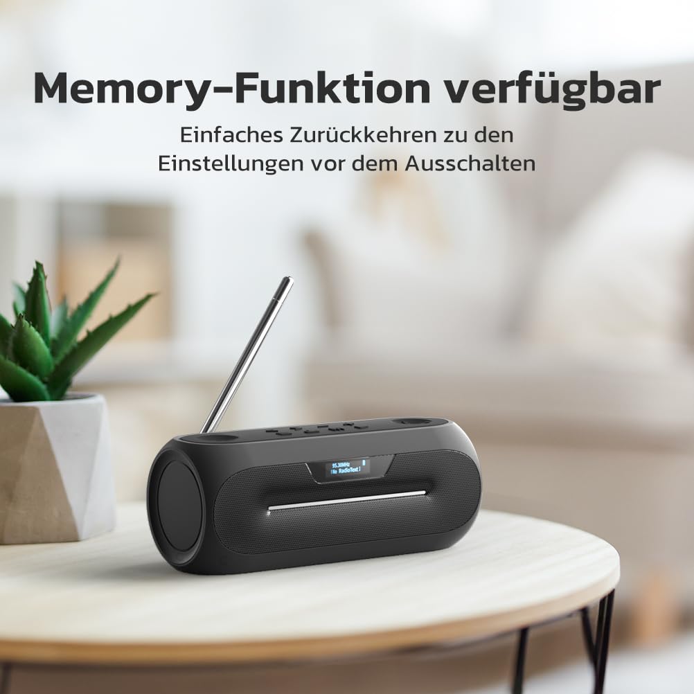 Колонка RIENOK DAB+ Bluetooth Music Box FM Radio Box DAB 12h з акумулятором 2,000 мАг AUX Type-C Чорний, фото №4