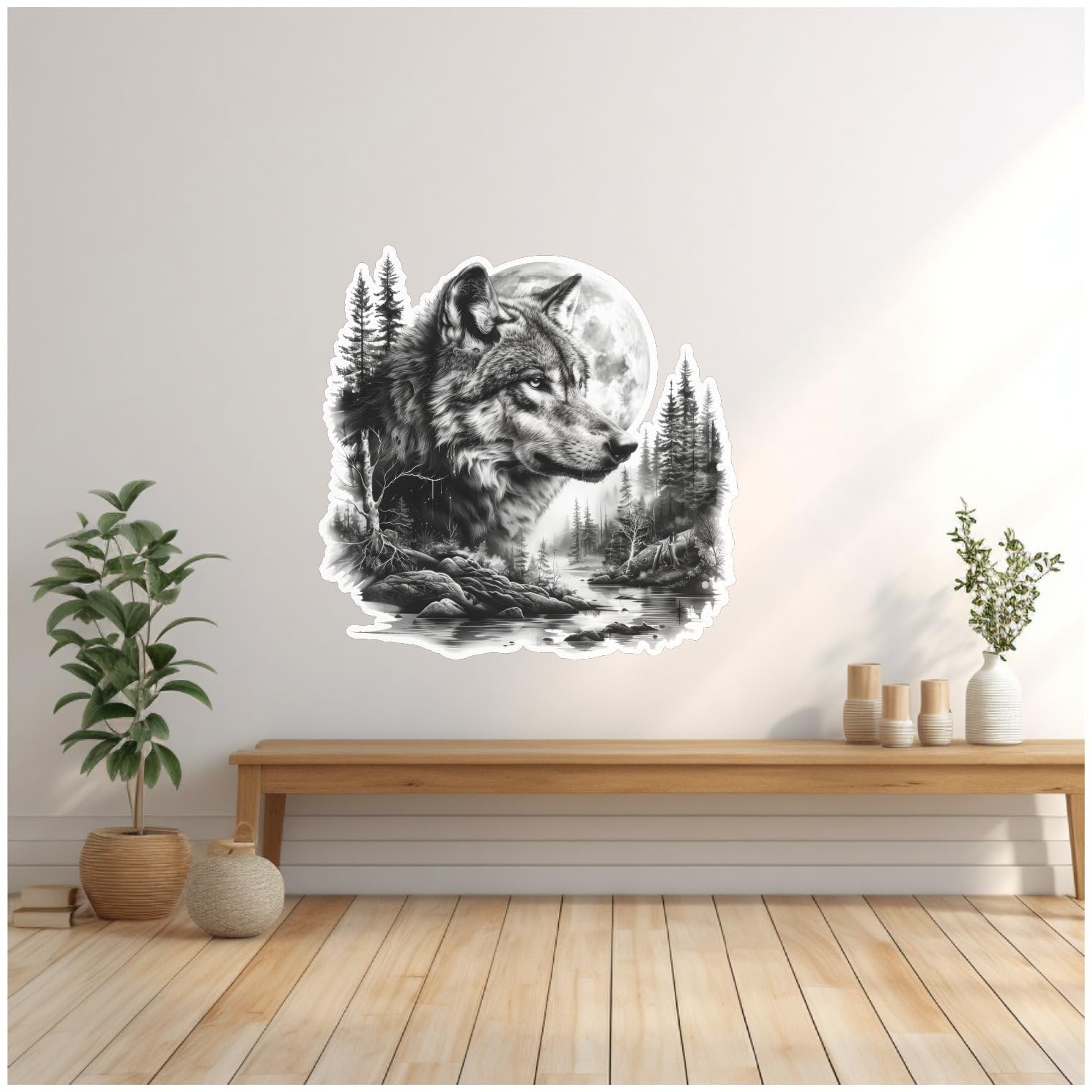 Наклейка на стіну Samunshi Wolf in Forest 70 x 70 см, фото №2 Наклейка на стіну Samunshi Wolf in Forest 70 x 70 см, фото №2