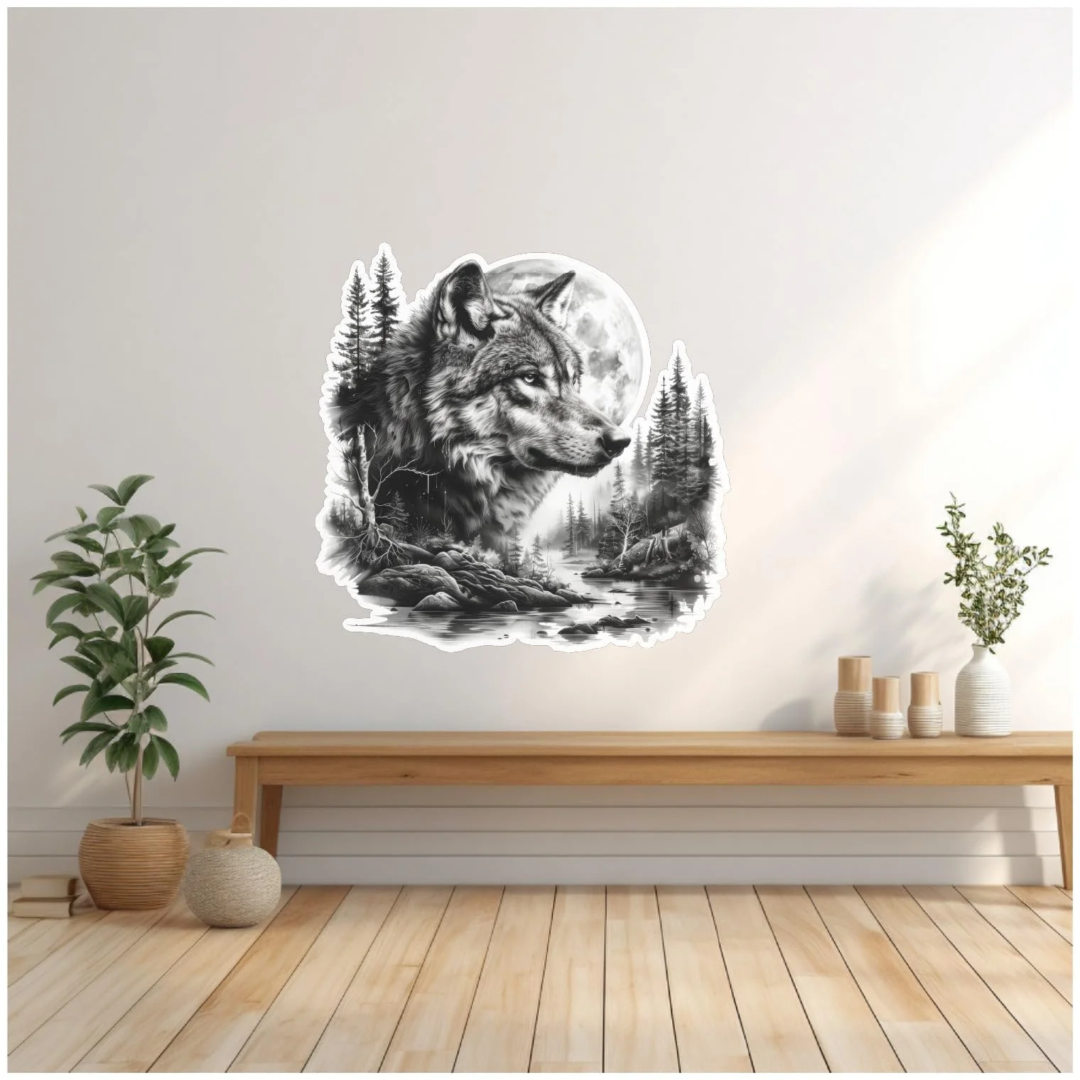 Наклейка на стену Samunshi Wolf in Forest 70 x 70 см, фото №2