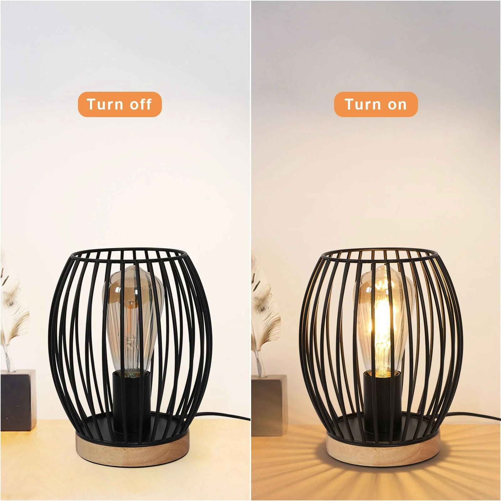 Настільна лампа Comely Ретро Індустріальна Металева клітка Чорна, фото №7