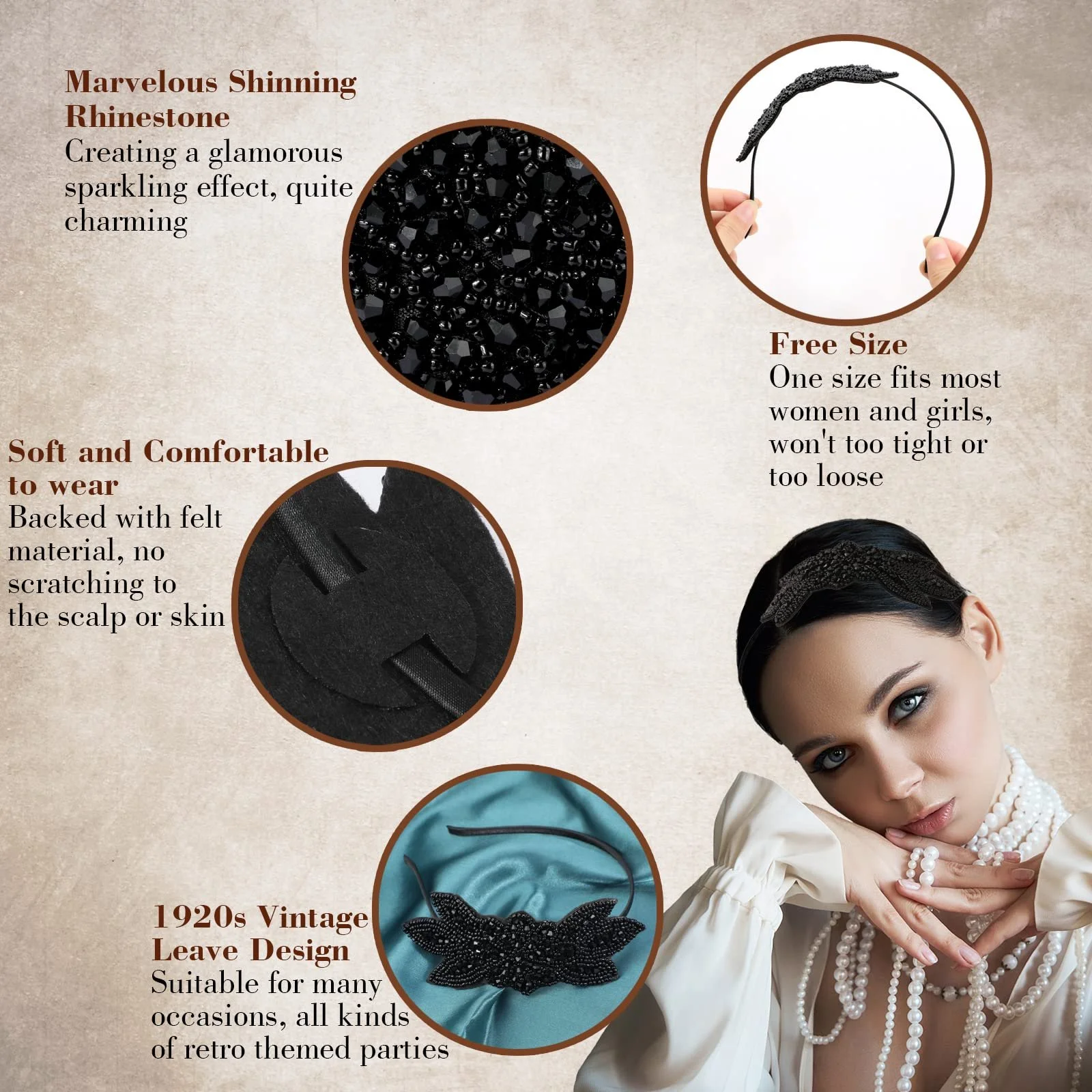 Обруч на голову MWOOT 1920-х років, фото №3