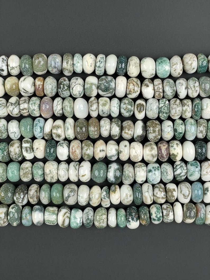 Бусины Агат Дерево Натуральный рондель гладкий 11 мм, нить 45.72 см бусины из драгоценных камней для ожерелья браслета, фото №4