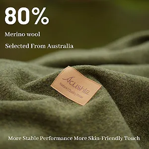 Одеяло из Мериносовой Шерсти ACUSHLA Merino Wool 160 x 200 см Зеленый Армейский - Фото 1