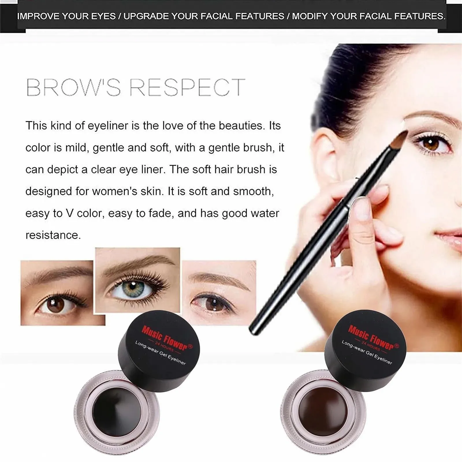 Підводка для очей Fowybe рідка водостійка двоколірна, фото №4