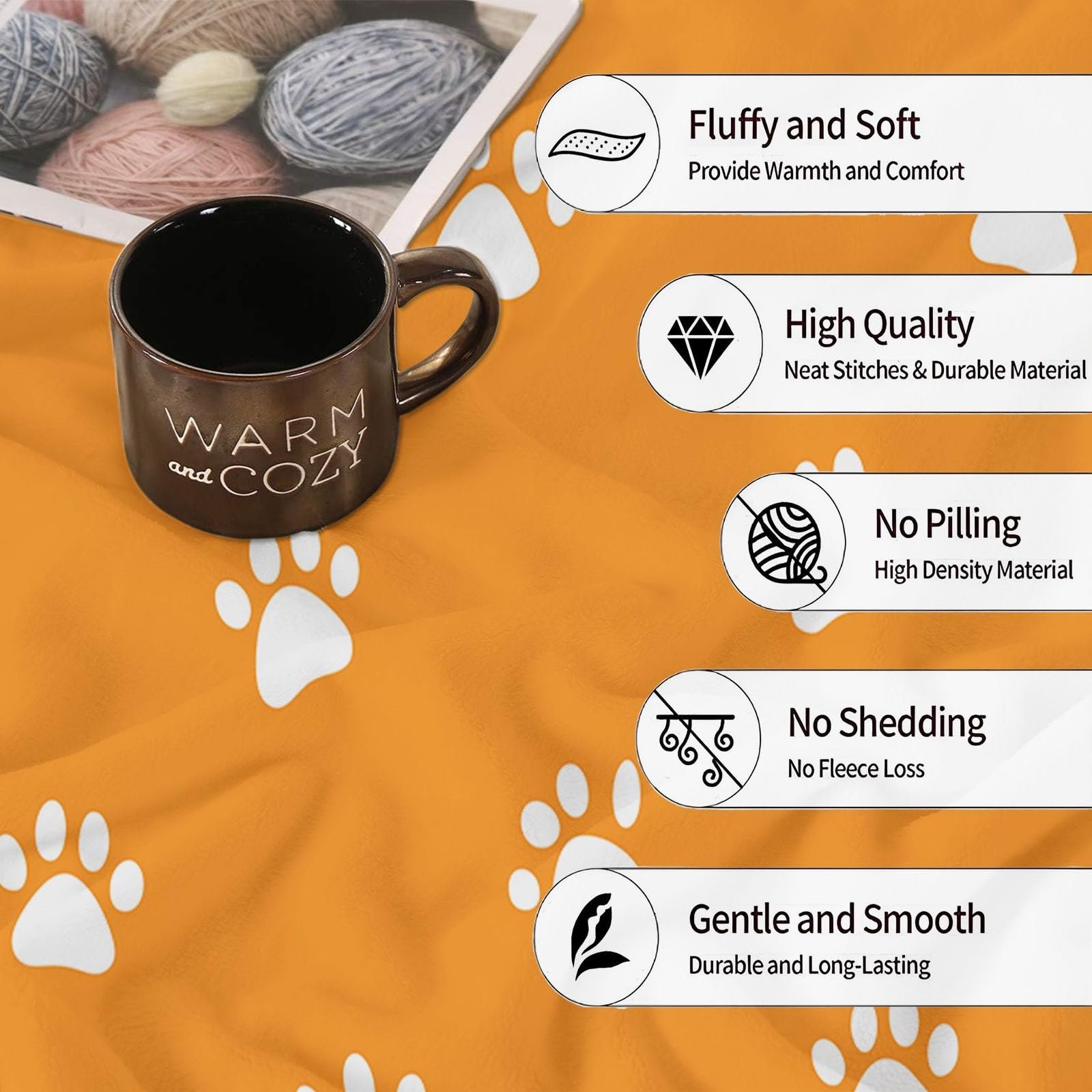 Плед Fluffy М'який, Плед з милим принтом лапки з високоякісного фланелевого матеріалу, фото №7 Плед Fluffy М'який, Плед з милим принтом лапки з високоякісного фланелевого матеріалу, фото №7