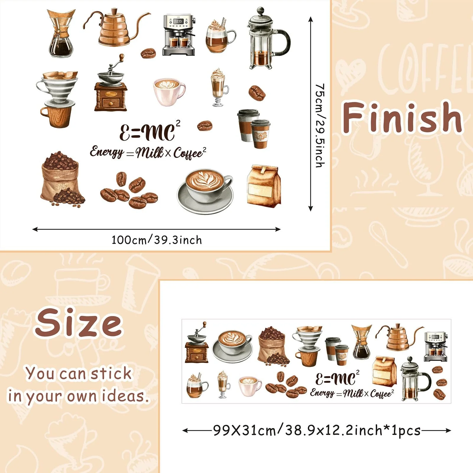 Наклейка настінна TOARTI Coffee Energy = Mike × Coffee² для кухні та кафе, фото №7