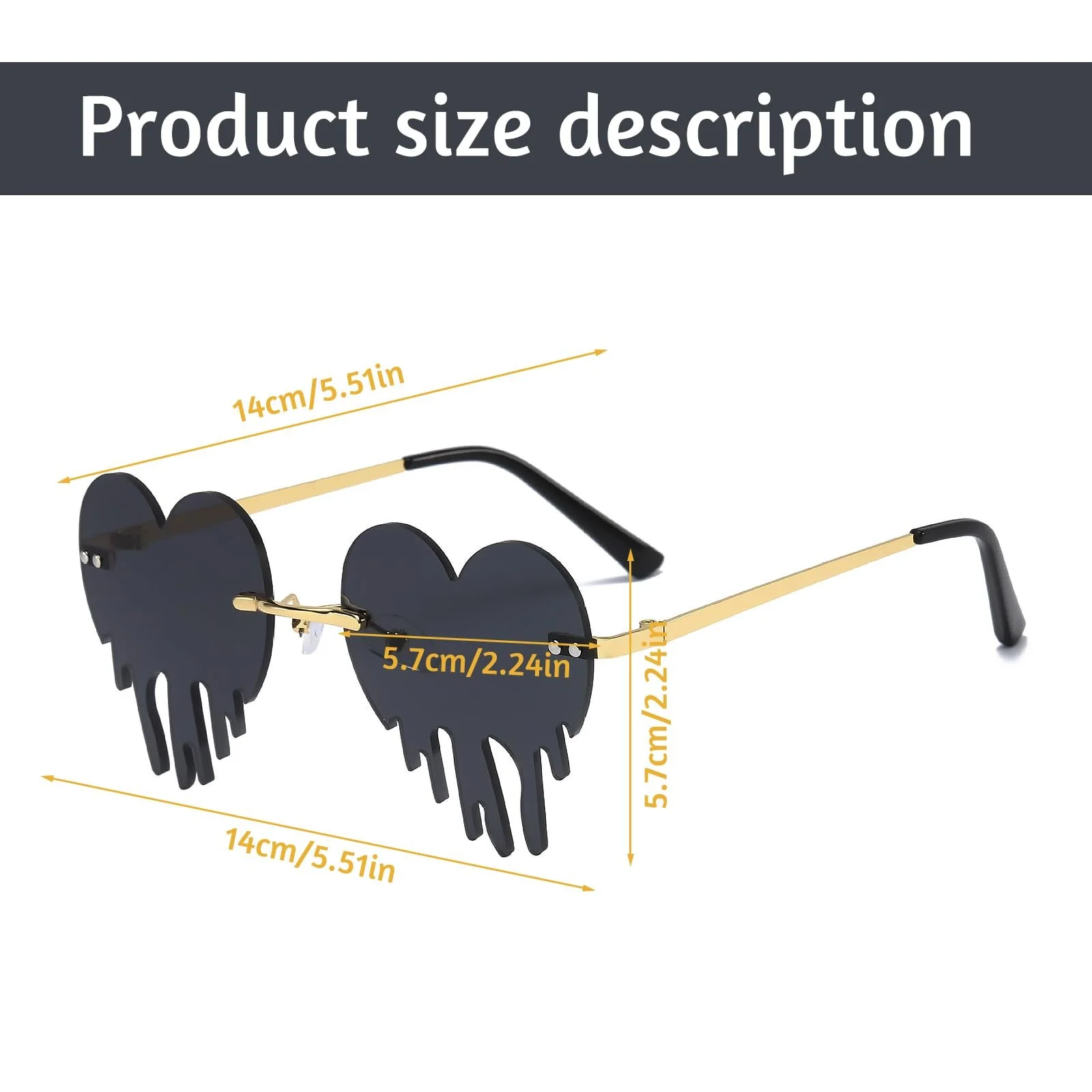 Солнцезащитные очки LPEPLL Сердцевидные Без оправы Вечеринка, фото №2 Солнцезащитные очки LPEPLL Сердцевидные Без оправы Вечеринка, фото №2