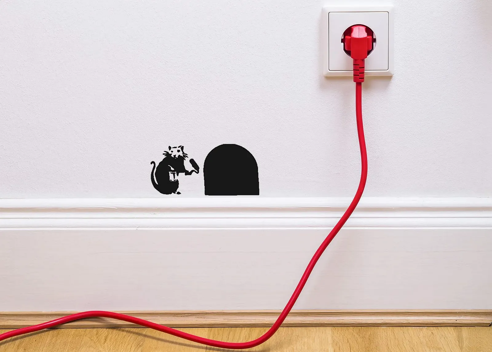 Наклейка на стіну Banksy Rat Mouse Hole Мишача нора 20 см x 10 см з інструкцією, фото №3