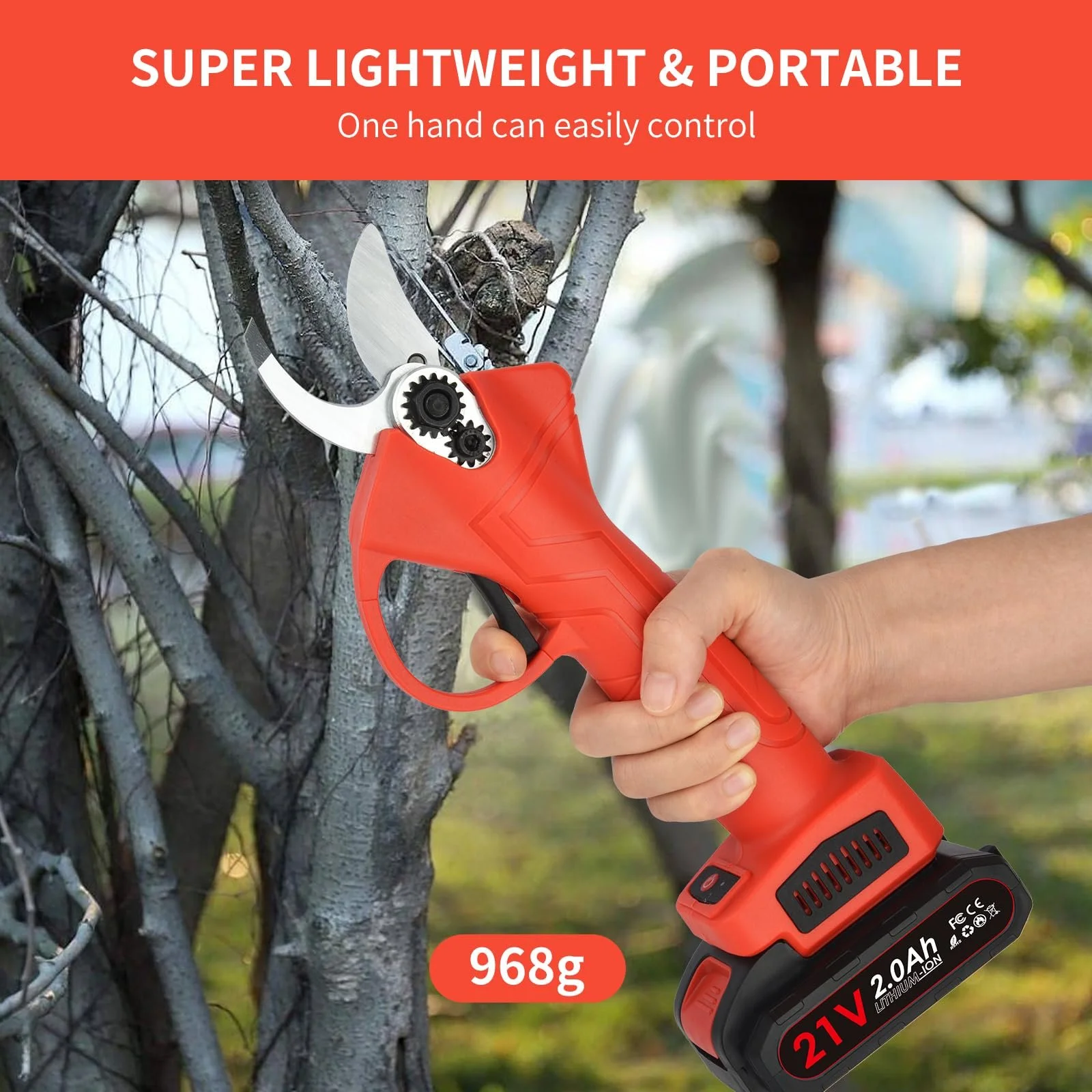 Секатор акумуляторний електричний 30 мм з 2 акумуляторами 21 V, 2000 mAh, фото №6