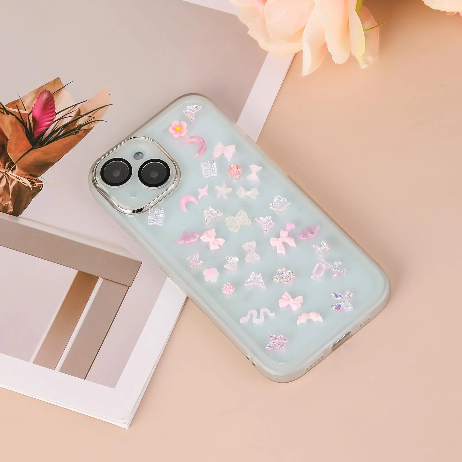 Украшения для ногтей Giantree, Разные формы, Сердце Бантик Бисер, 100 шт., 3D Подвески для ногтей, Набор украшений для ногтей, Ювелирные изделия для маникюра своими руками (Розовый), фото №5