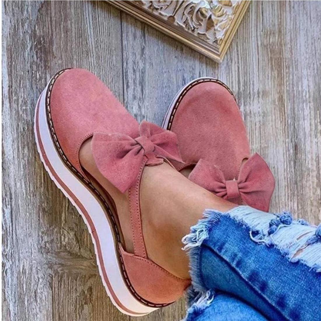 Жіночі плоскі сандалі Літні товсті на танкетці Baotou з бантом Закритий носок, фото №3 Жіночі плоскі сандалі Літні товсті на танкетці Baotou з бантом Закритий носок, фото №3