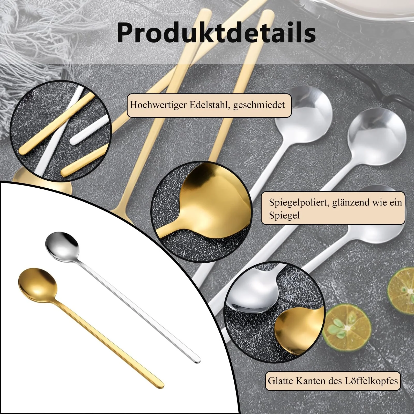 Ложка для латте Macchiato YIIFEEO Набір з 10 штук Нержавіюча сталь, фото №3