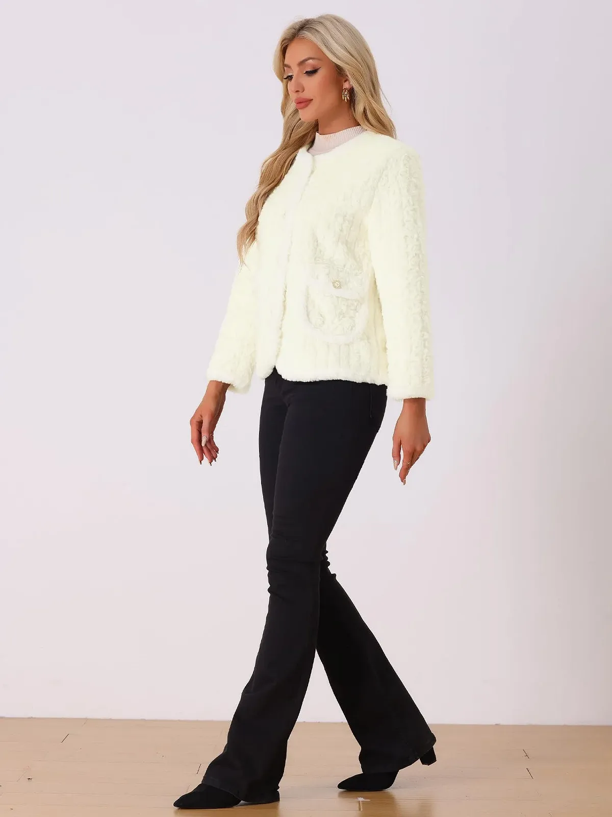 Пальто Allegra K Штучне хутро Однобортне Довгий рукав Тепле Зимове Пальто Плюшеве, фото №4 Пальто Allegra K Штучне хутро Однобортне Довгий рукав Тепле Зимове Пальто Плюшеве, фото №4