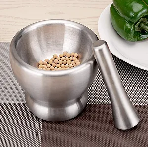 Ступка з товкачиком з нержавіючої сталі з чашею synthetic.ua - Фото 1