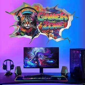 Наклейка на стіну Gamer Zone 3D Large для дитячої та ігрової кімнати - Фото 1