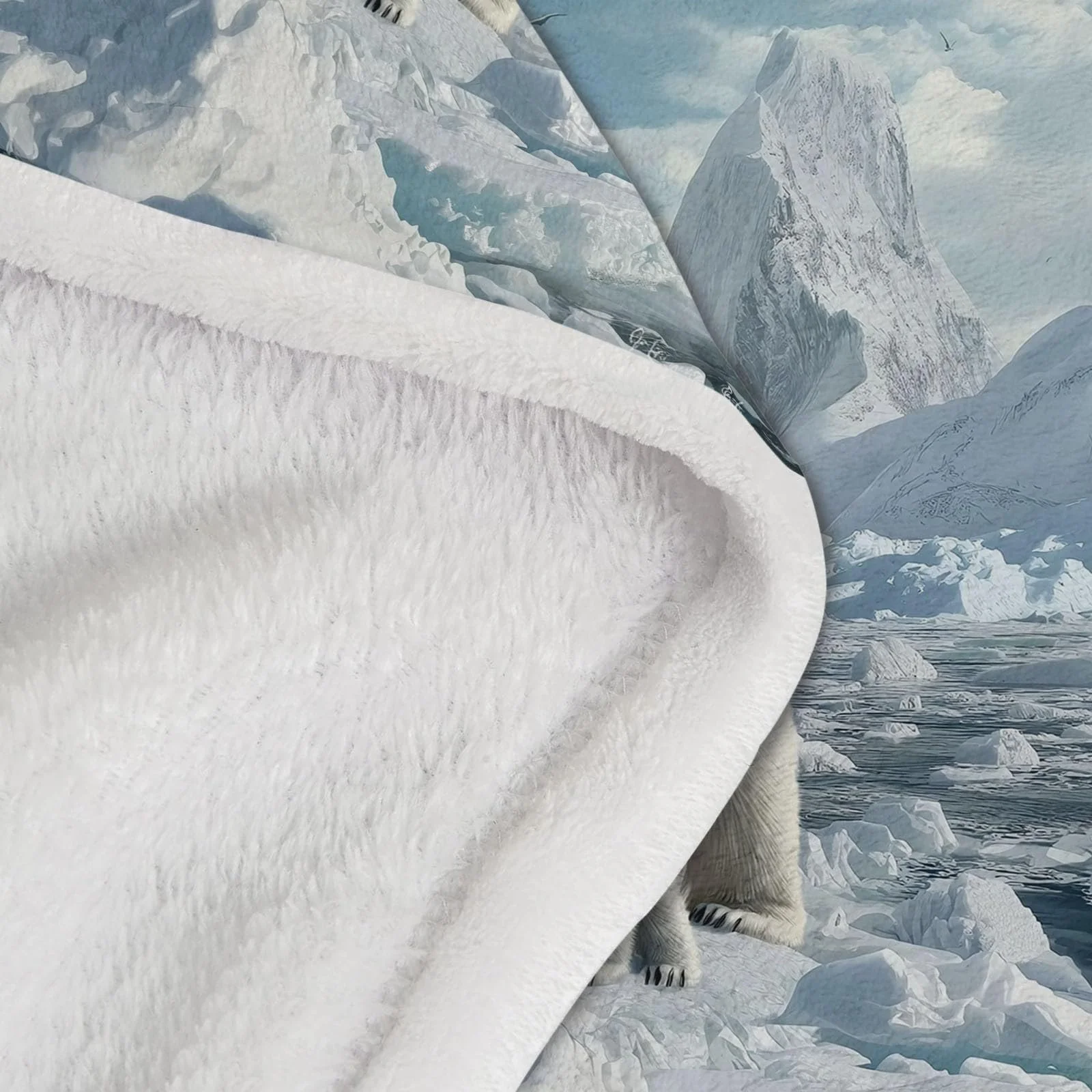 Покривало Фланелева М'яка 220 x 240 см, Фотографія Ведмідь на Кризі та Снігу, фото №7