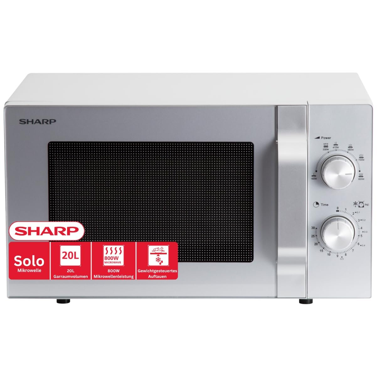 Мікрохвильова піч Sharp R204S Solo 20 л 800 Вт Срібляста, фото №1 Мікрохвильова піч Sharp R204S Solo 20 л 800 Вт Срібляста, фото №1