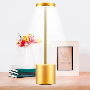 Настільна лампа LED Бездротова 3 режими USB Акумуляторна Золота - Фото 1