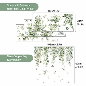 Наклейка на стіну EEEKit Botanical Евкаліпт Квіти Листя Ліани synthetic.ua - Фото 1