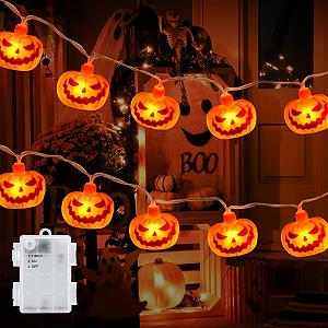 Гирлянда Dalugo Halloween Fairy Lights, 3 м, 20 LED, тыква, с таймером 6 часов, IP65 водонепроницаемая - Фото 1