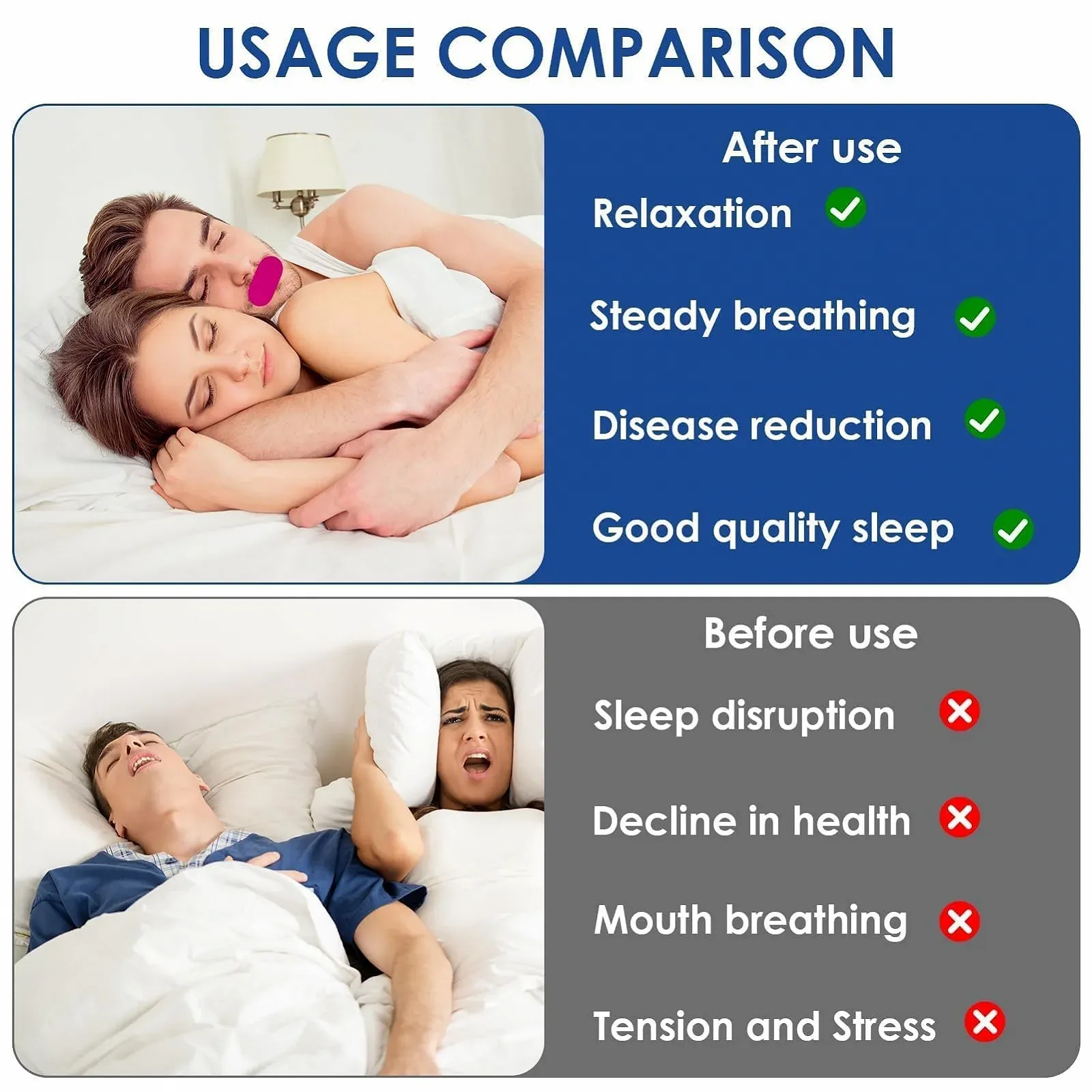 Смужки для рота для сну 42 шт., проти хропіння, гіпоалергенні, м'який клей, розвивають звичку дихати носом, фото №4 Смужки для рота для сну 42 шт., проти хропіння, гіпоалергенні, м'який клей, розвивають звичку дихати носом, фото №4