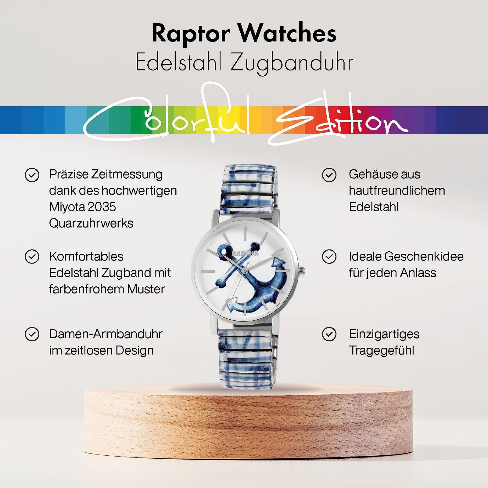 Жіночий годинник Raptor Colourful Edition нержавіюча сталь, кольоровий принт, фото №2 Жіночий годинник Raptor Colourful Edition нержавіюча сталь, кольоровий принт, фото №2