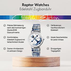 Жіночий годинник Raptor Colourful Edition нержавіюча сталь, кольоровий принт synthetic.ua - Фото 1