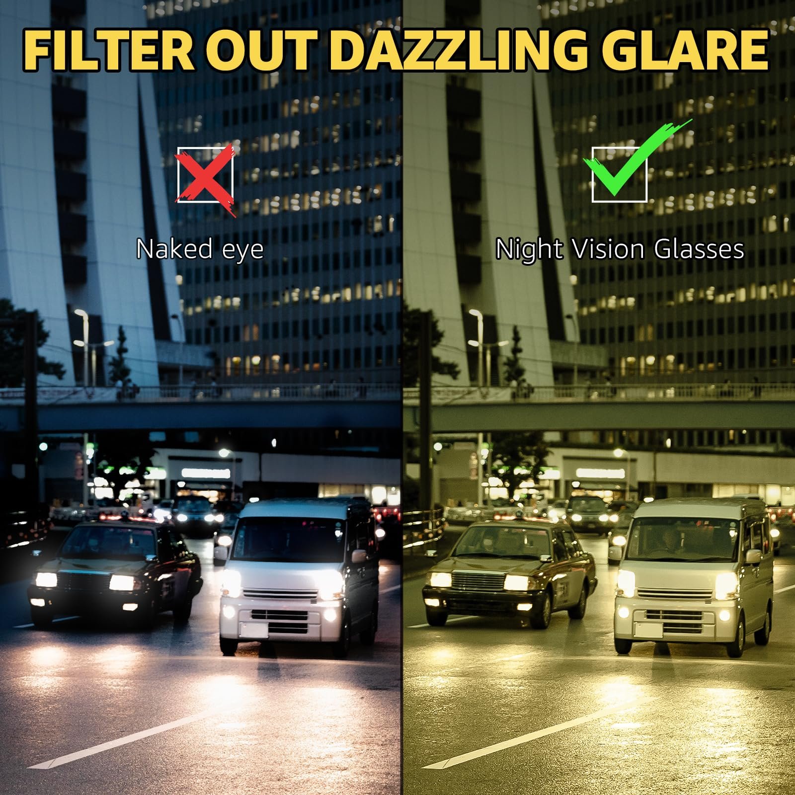 Поляризовані окуляри для водіння вночі/в туман Myiaur Жовті, фото №3 Поляризовані окуляри для водіння вночі/в туман Myiaur Жовті, фото №3